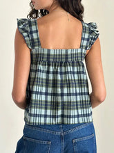 Ruffled Plaid Square Neck Tank OutfitFlow